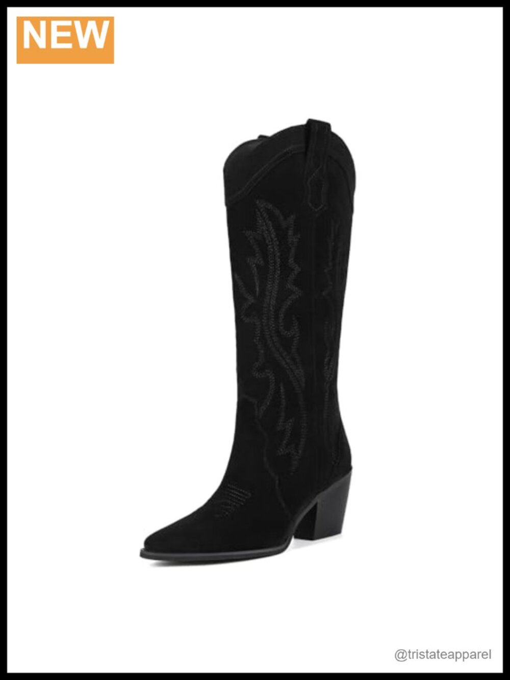 Suede Cowgirl Boots Pointed Toe Knee High Wide Calf Pull On
